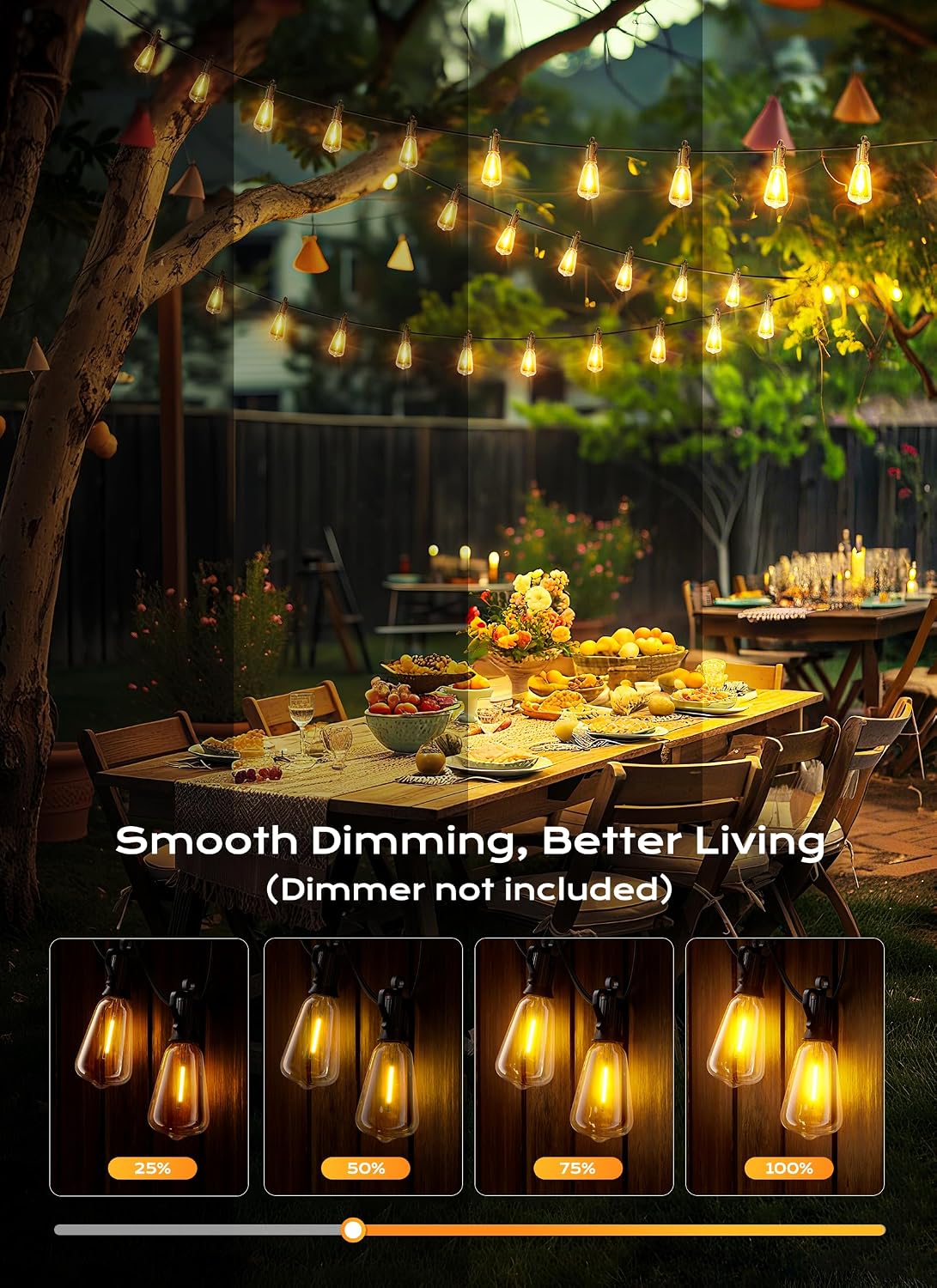 100FT Dimmable ST38 Patio Lights