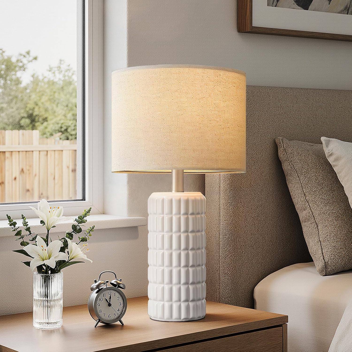 White Ceramic Farmhouse Table Lamps 2 Pack