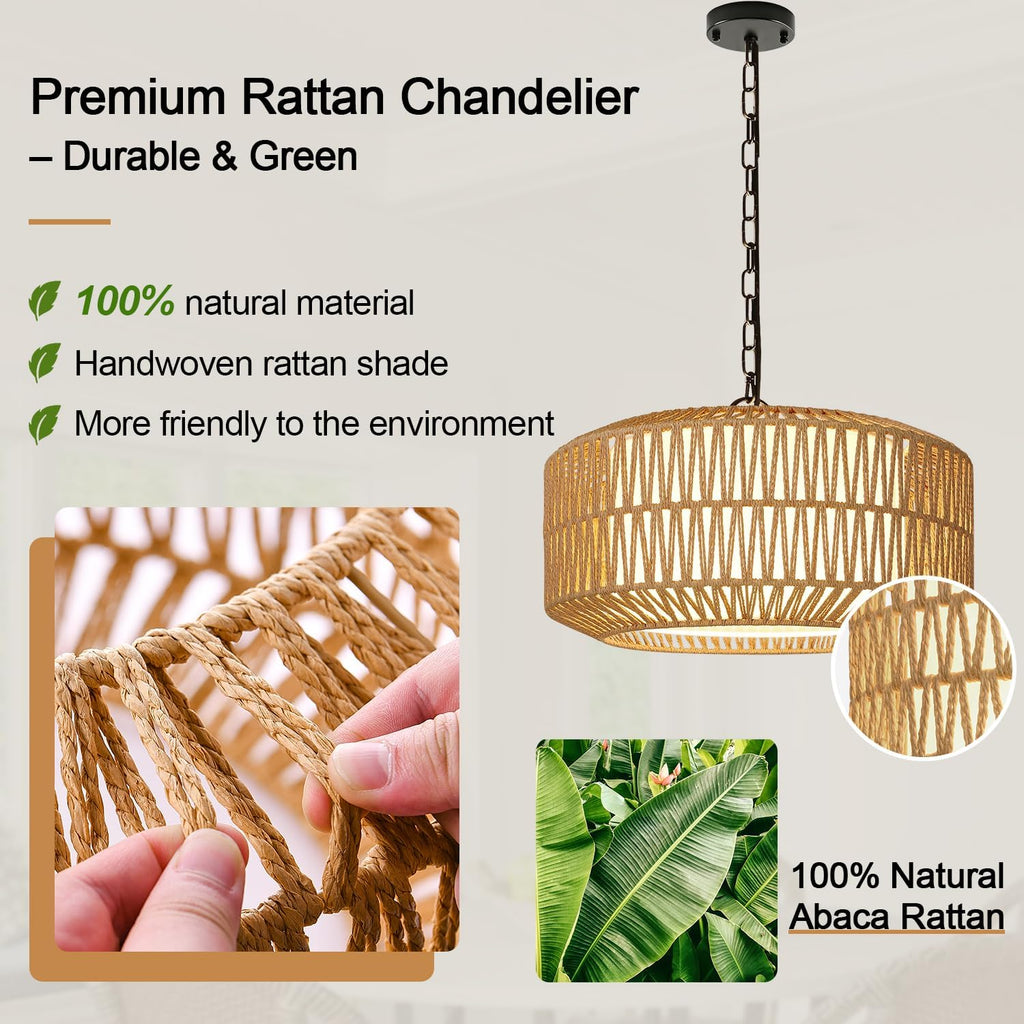 Rattan Boho Farmhouse Chandelier