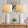 White Ceramic Farmhouse Table Lamps 2 Pack