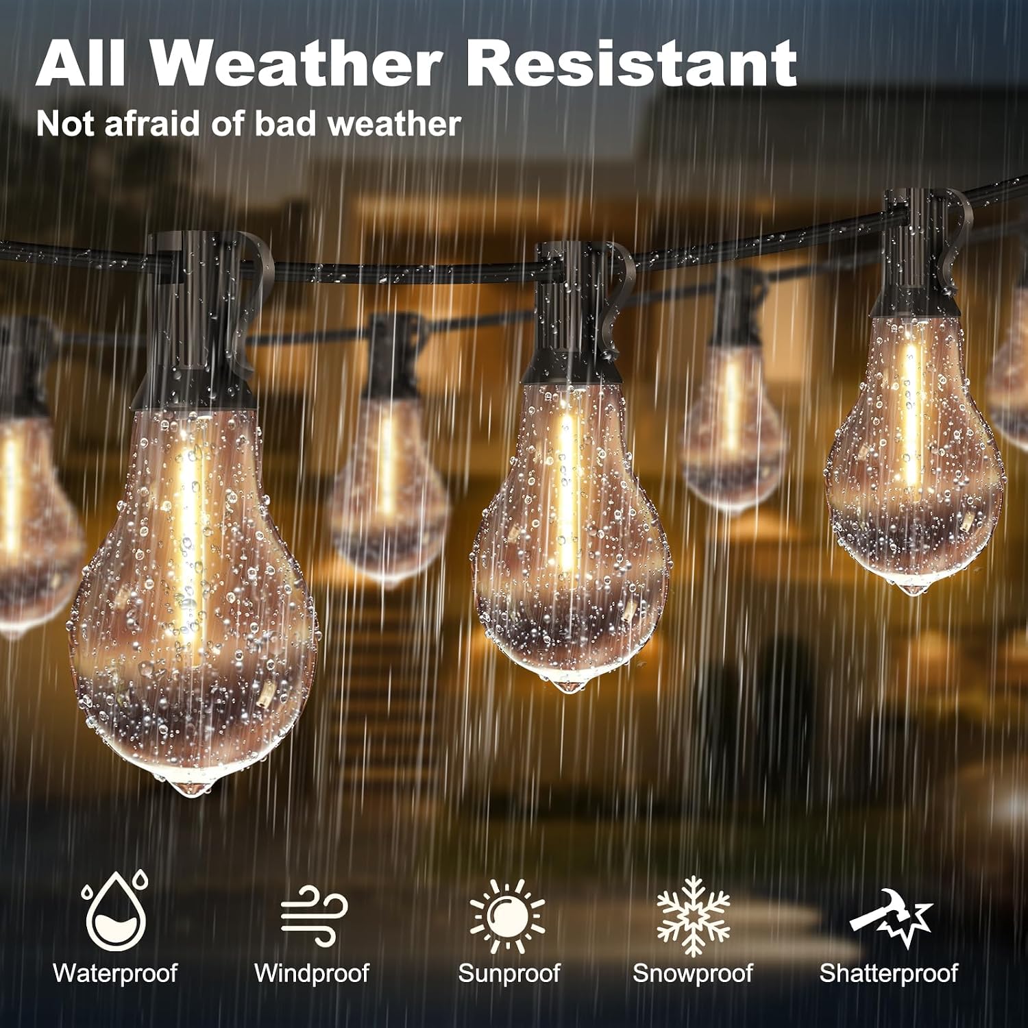 75FT Remote Dimmable Commercial Patio String Lights
