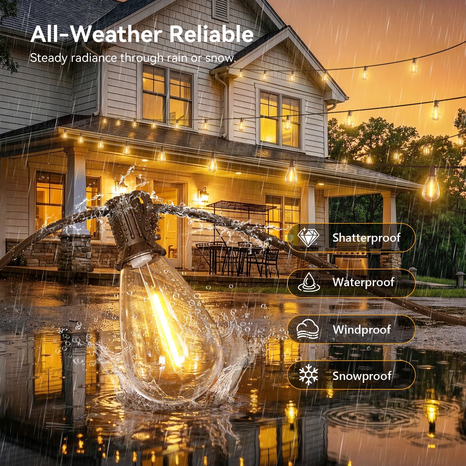 200FT Remote Dimmable Patio String Lights
