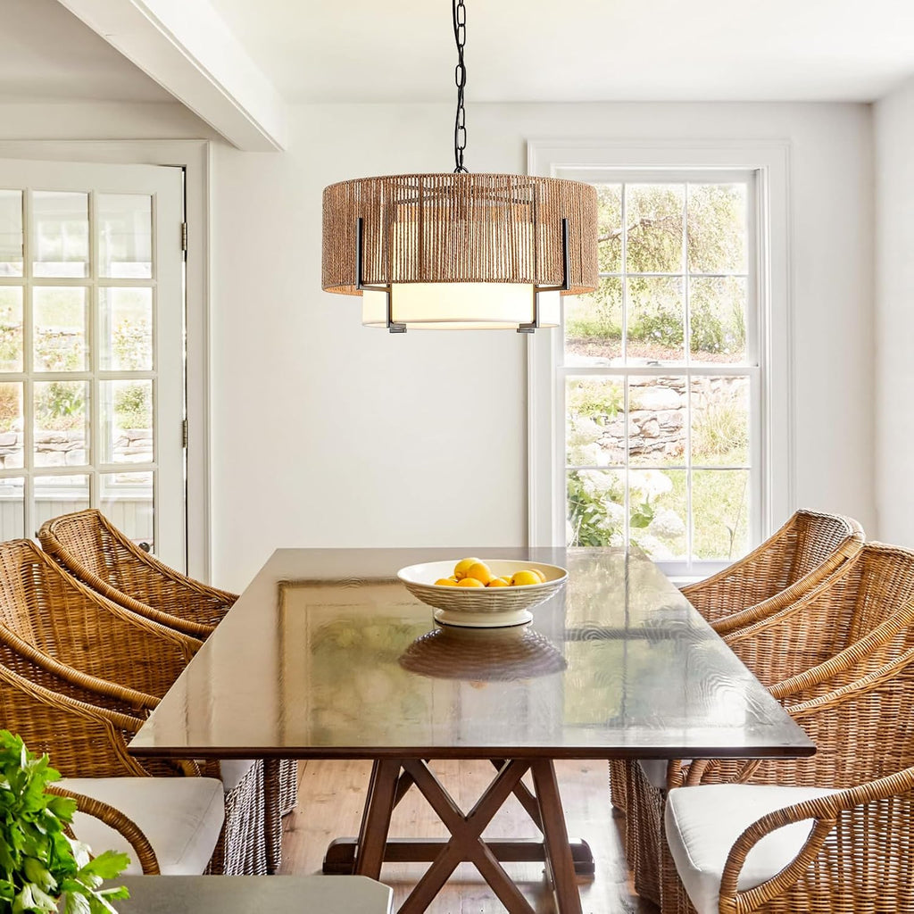 Rattan Boho 4-Light Chandelier