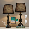 Black Touch USB Bedside Table Lamps 2 Pack