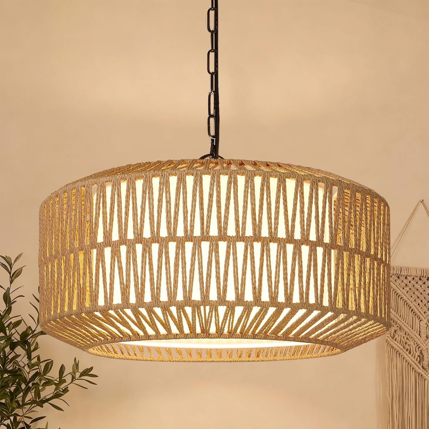 Rattan Boho Farmhouse Chandelier