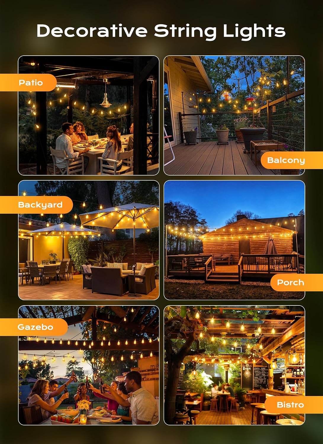 100FT Dimmable ST38 Patio Lights